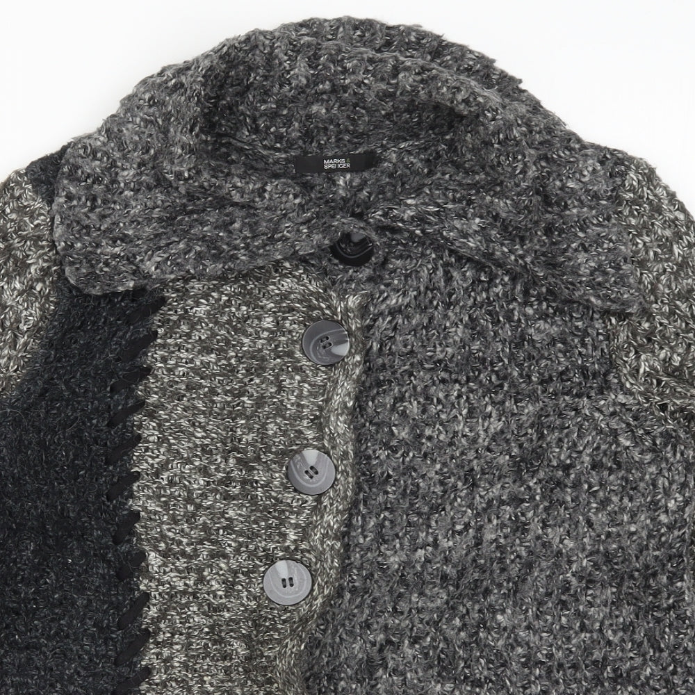 Marks and Spencer Womens Grey  Knit Cardigan Jumper Size 10  - Colourblock
