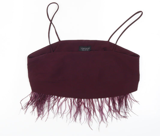 Topshop Womens Purple   Cropped Tank Size 10  - Feathers