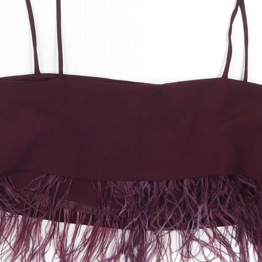 Topshop Womens Purple   Cropped Tank Size 10  - Feathers