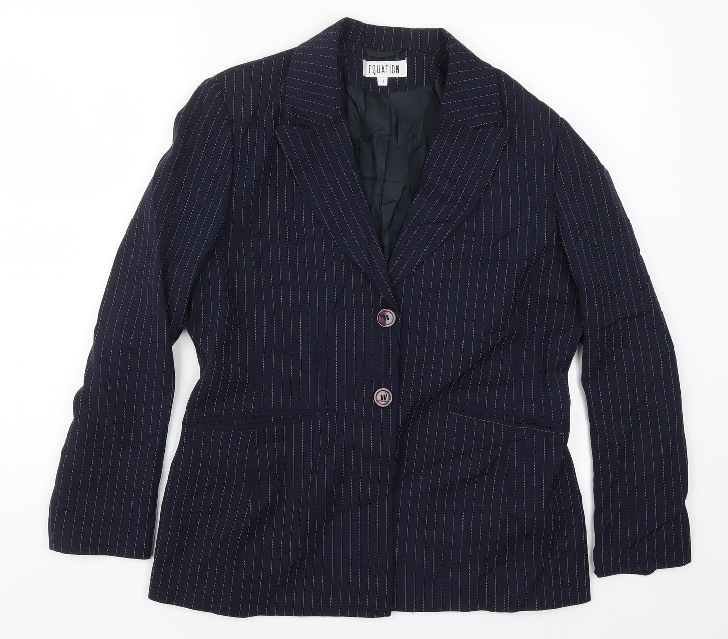Equiation Womens Blue Striped  Jacket Suit Jacket Size 14