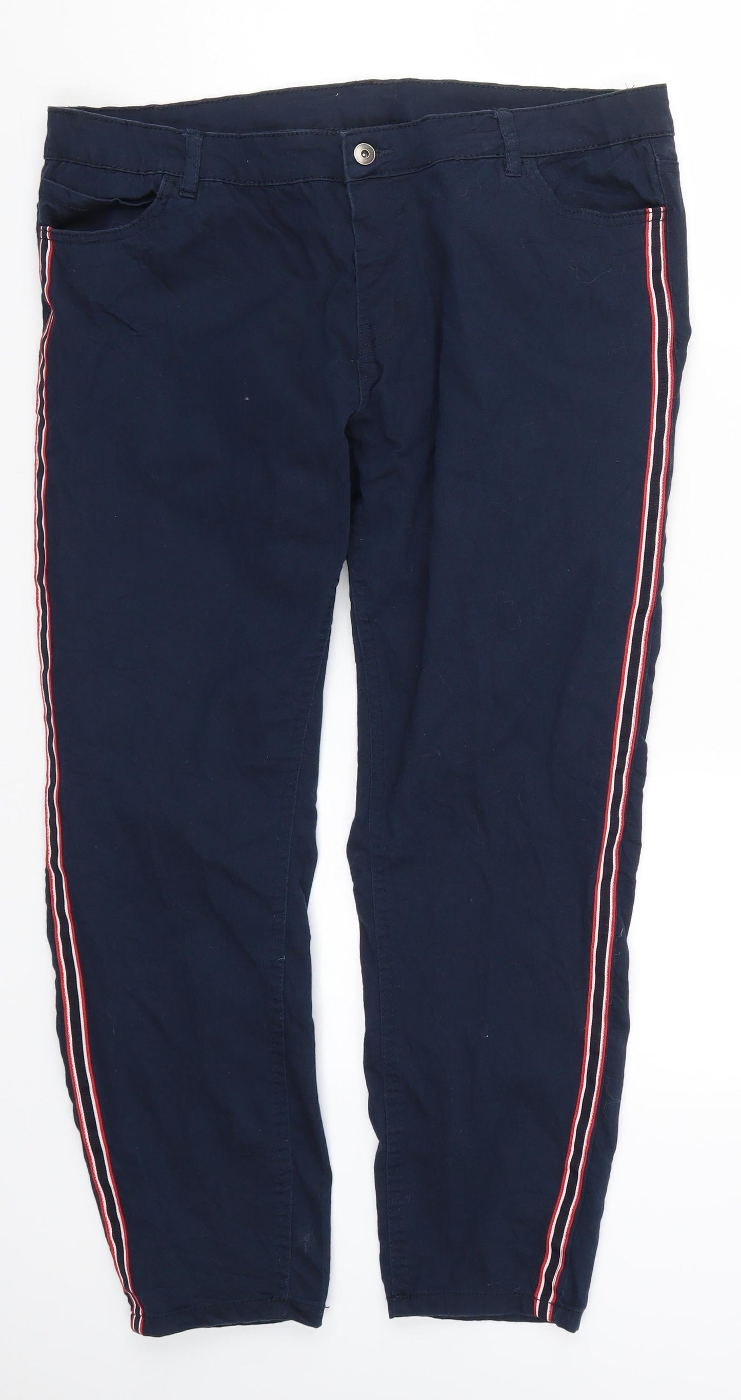 Preworn Womens Blue Striped  Trousers  Size 38 in L28 in