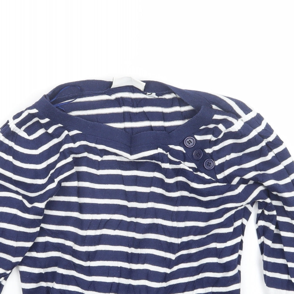 New Look Womens Blue Striped Knit Pullover Jumper Size 10
