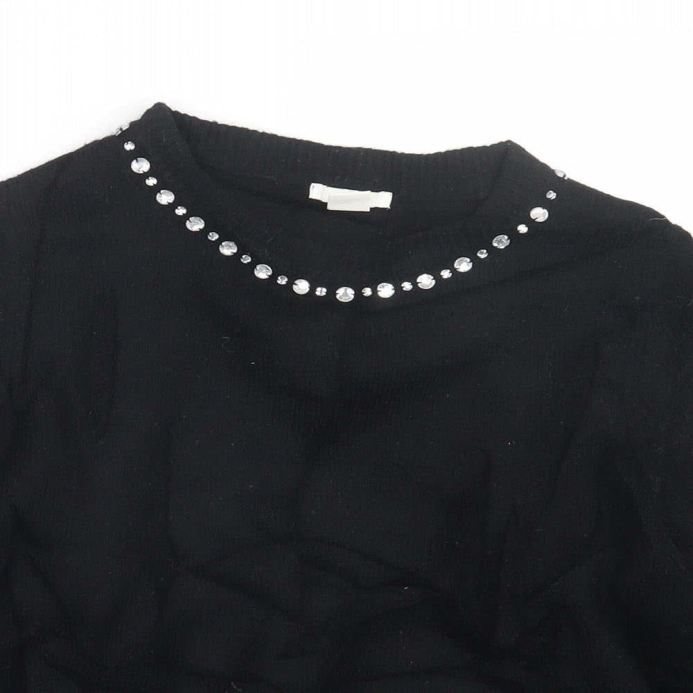 H&M Womens Black  Knit Pullover Jumper Size M
