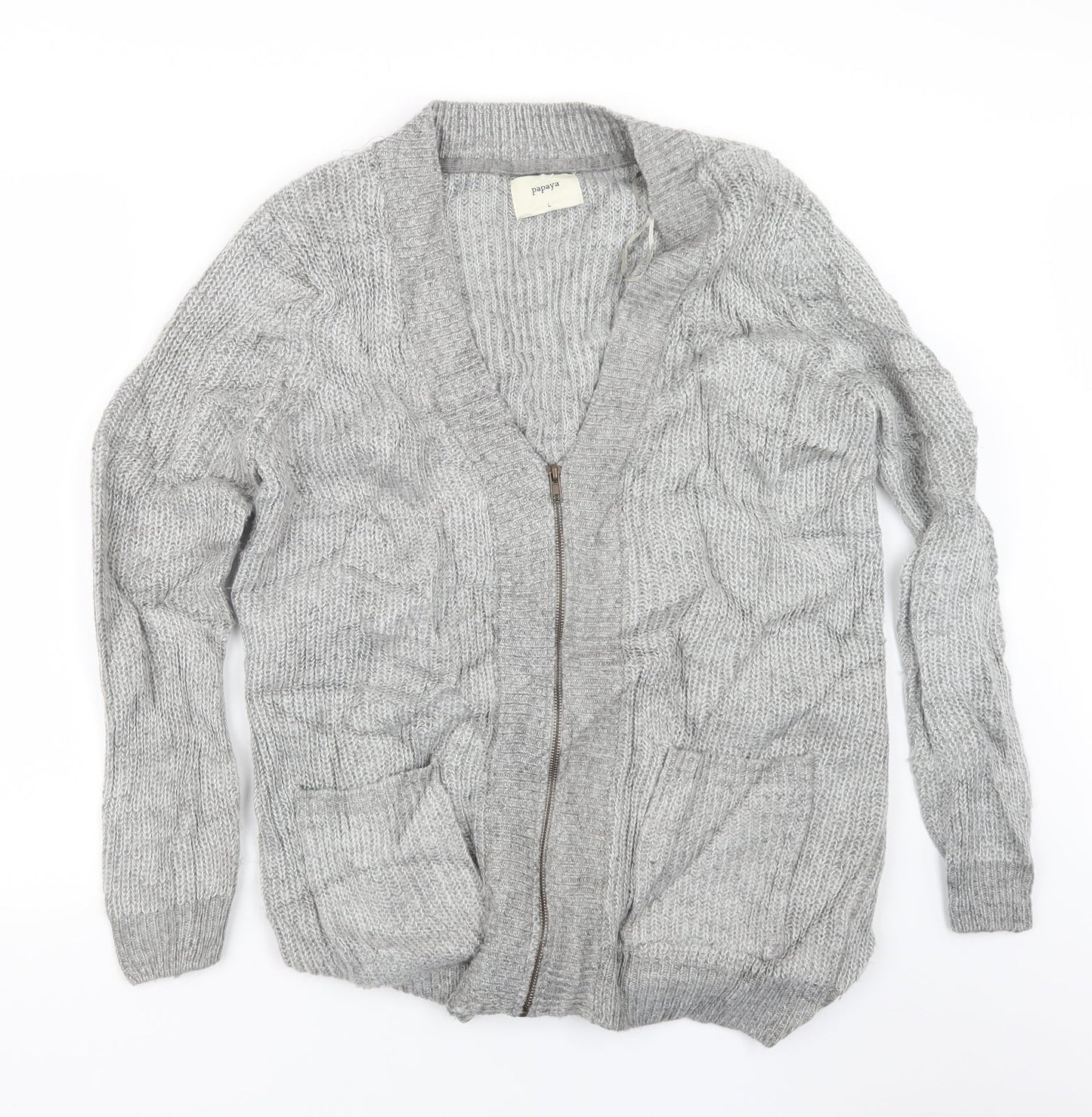Papaya Womens Grey  Knit Cardigan Jumper Size L