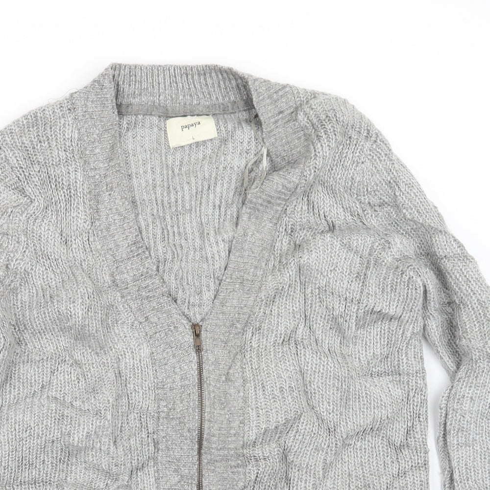 Papaya Womens Grey  Knit Cardigan Jumper Size L