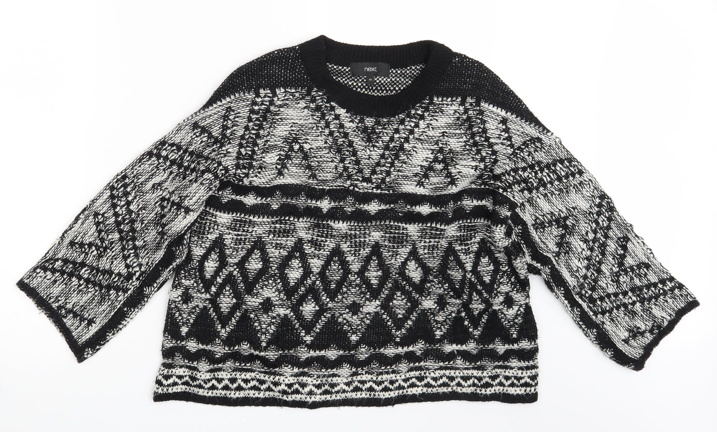 NEXT Womens Black Argyle/Diamond  Pullover Jumper Size XS