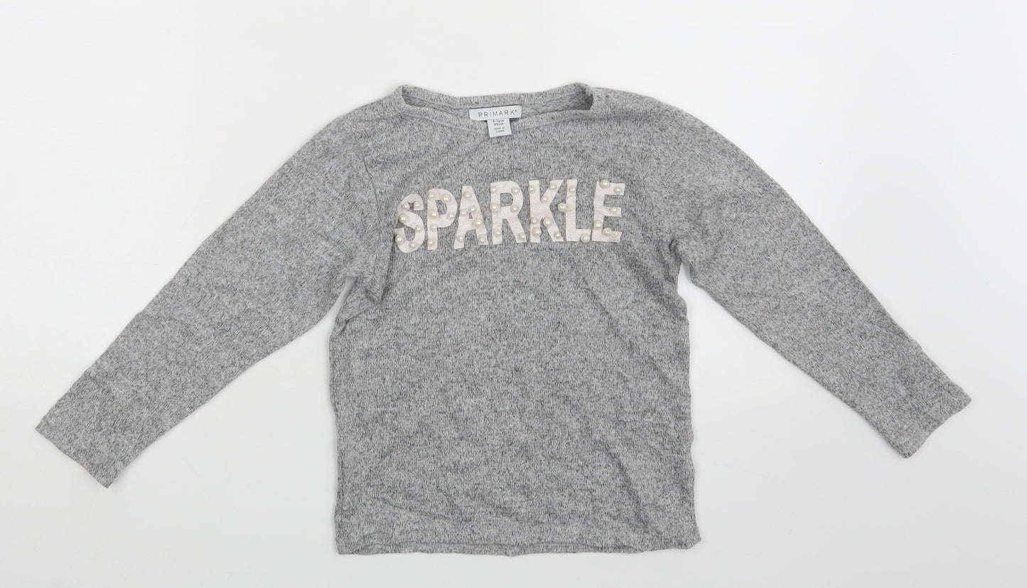 Primark Girls Grey   Pullover Jumper Size 6-7 Years  - Sparkle