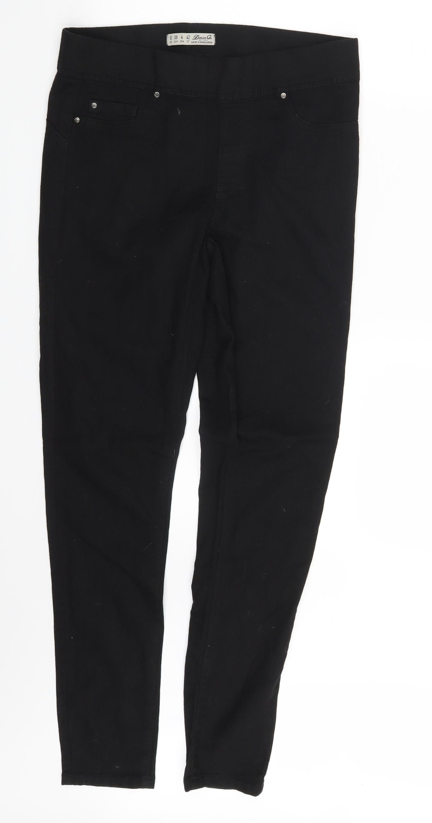 Denim & Co. Womens Black  Denim Jegging Leggings Size 10 L29 in