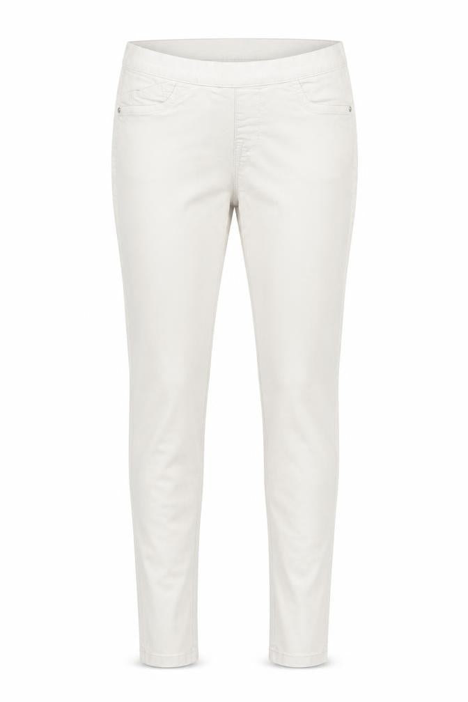 Front view of Denim & Co. women’s white denim jegging leggings, size UK 6, 27-inch leg