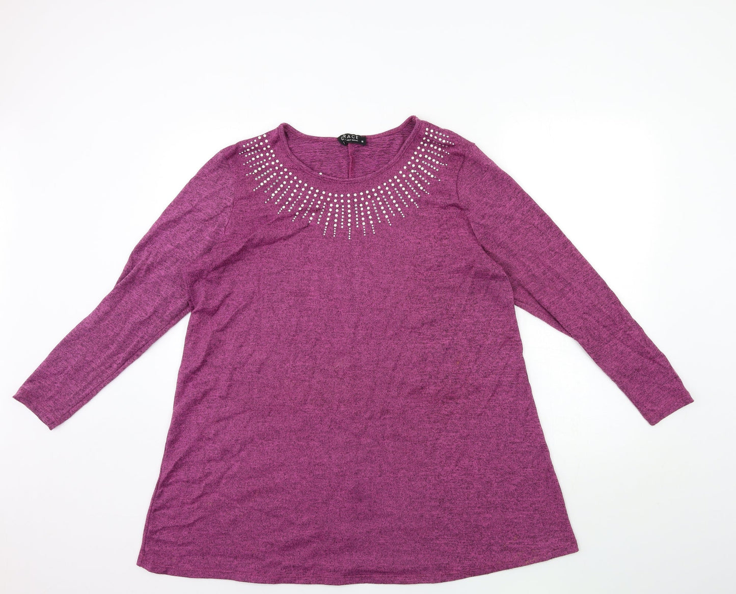 Grace Womens Purple  Knit Pullover Jumper Size 16
