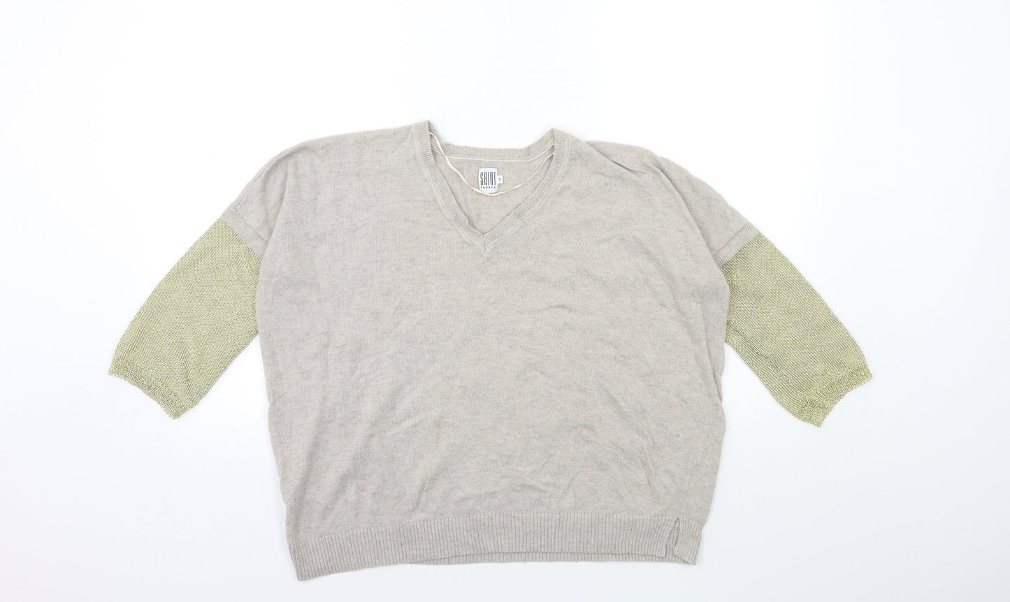 Saint Tropez Clothing Womens Grey  Knit Pullover Jumper Size S