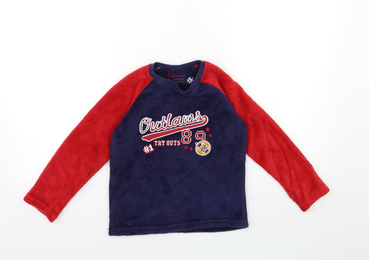 Primark Boys Blue  Fleece  Pyjama Top Size 5-6 Years