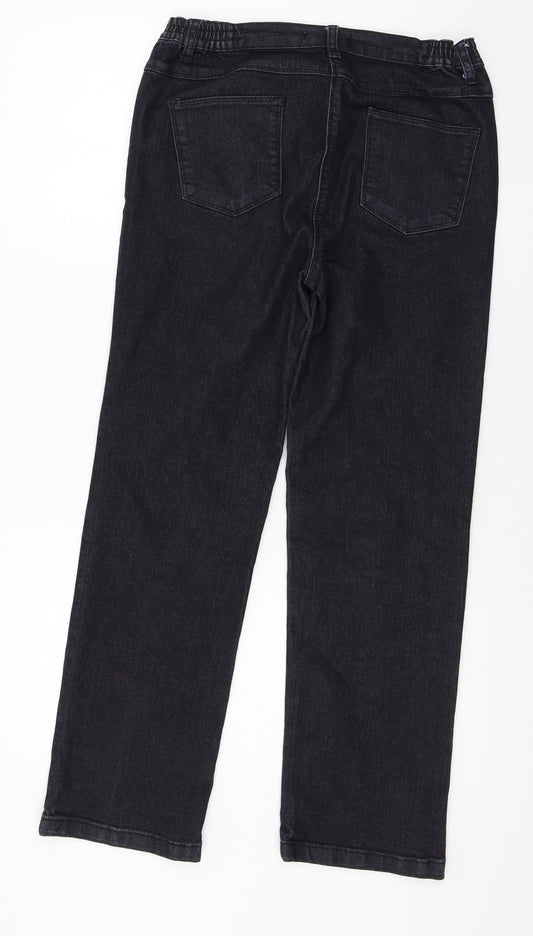 Preworn Womens Black  Denim Straight Jeans Size 10 L37 in