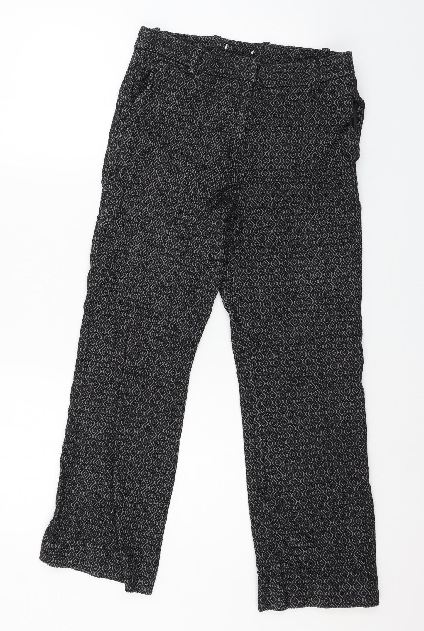 H&M Womens Black Geometric  Trousers  Size 28 in L24 in