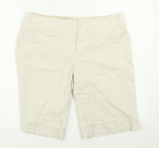 Studio Y Womens Beige Striped  Chino Shorts Size 36 in