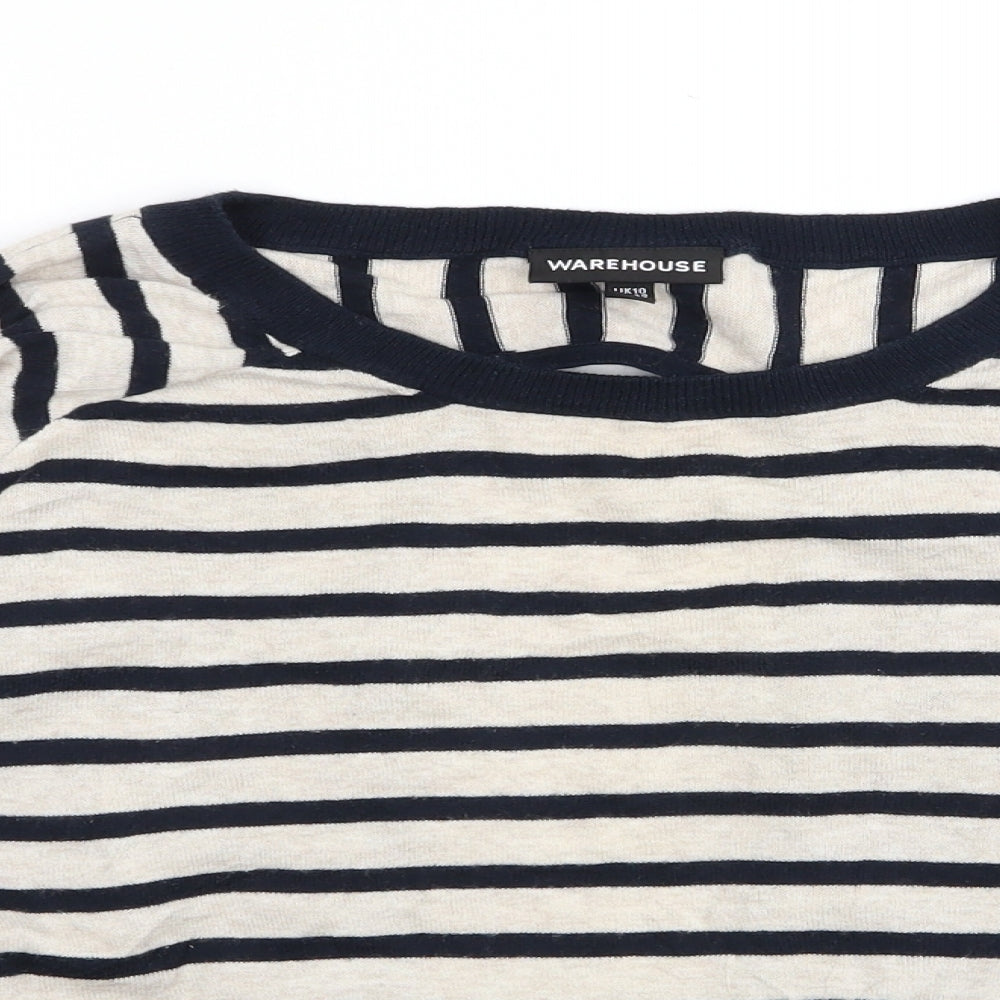 Warehouse Womens Multicoloured Striped  Pullover Jumper Size 10