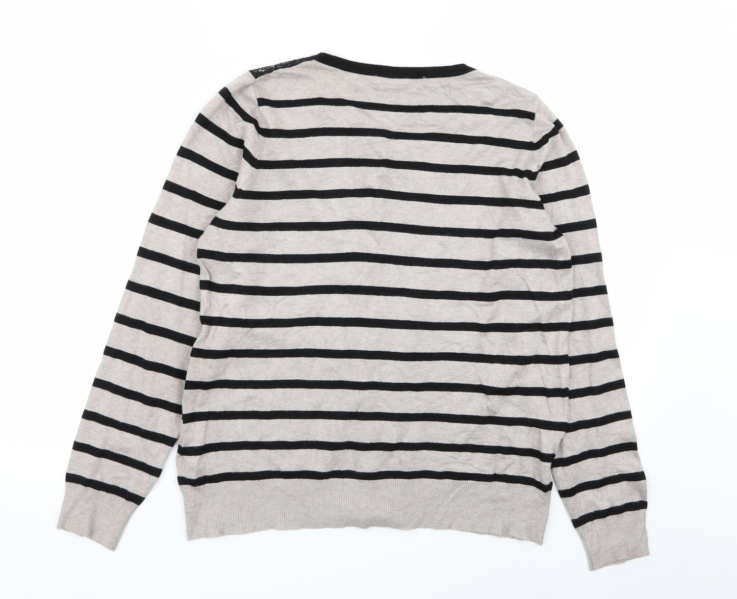 M&S Womens Multicoloured Striped  Cardigan Jumper Size 16