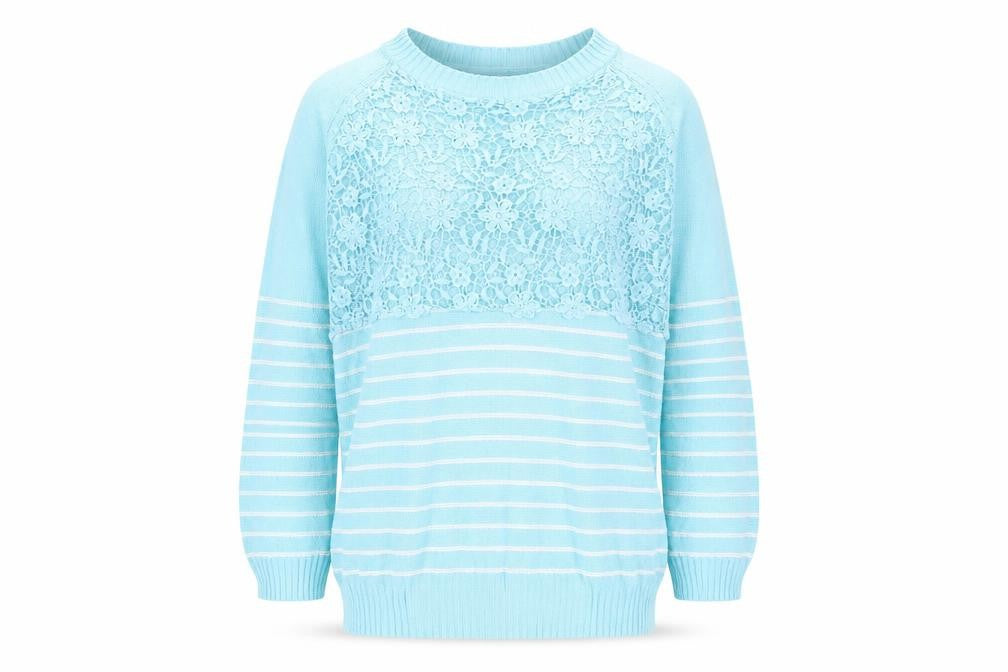 Cotton Traders Womens Blue Striped  Pullover Jumper Size 14  - size 14-16
