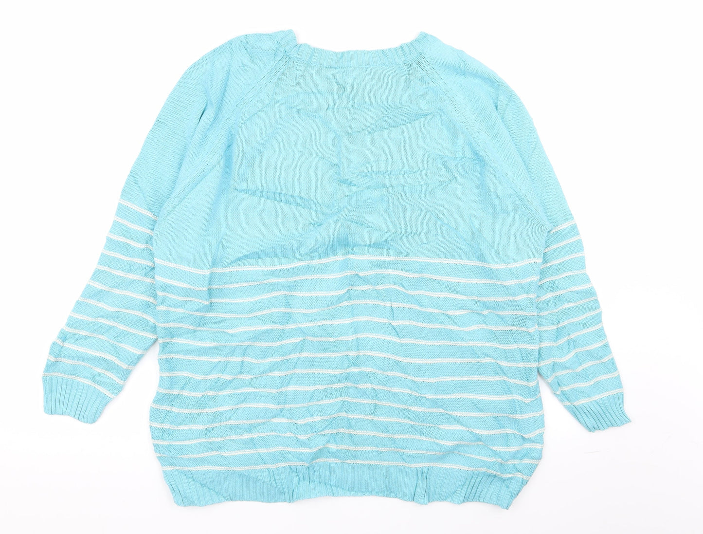 Cotton Traders Womens Blue Striped  Pullover Jumper Size 14  - size 14-16