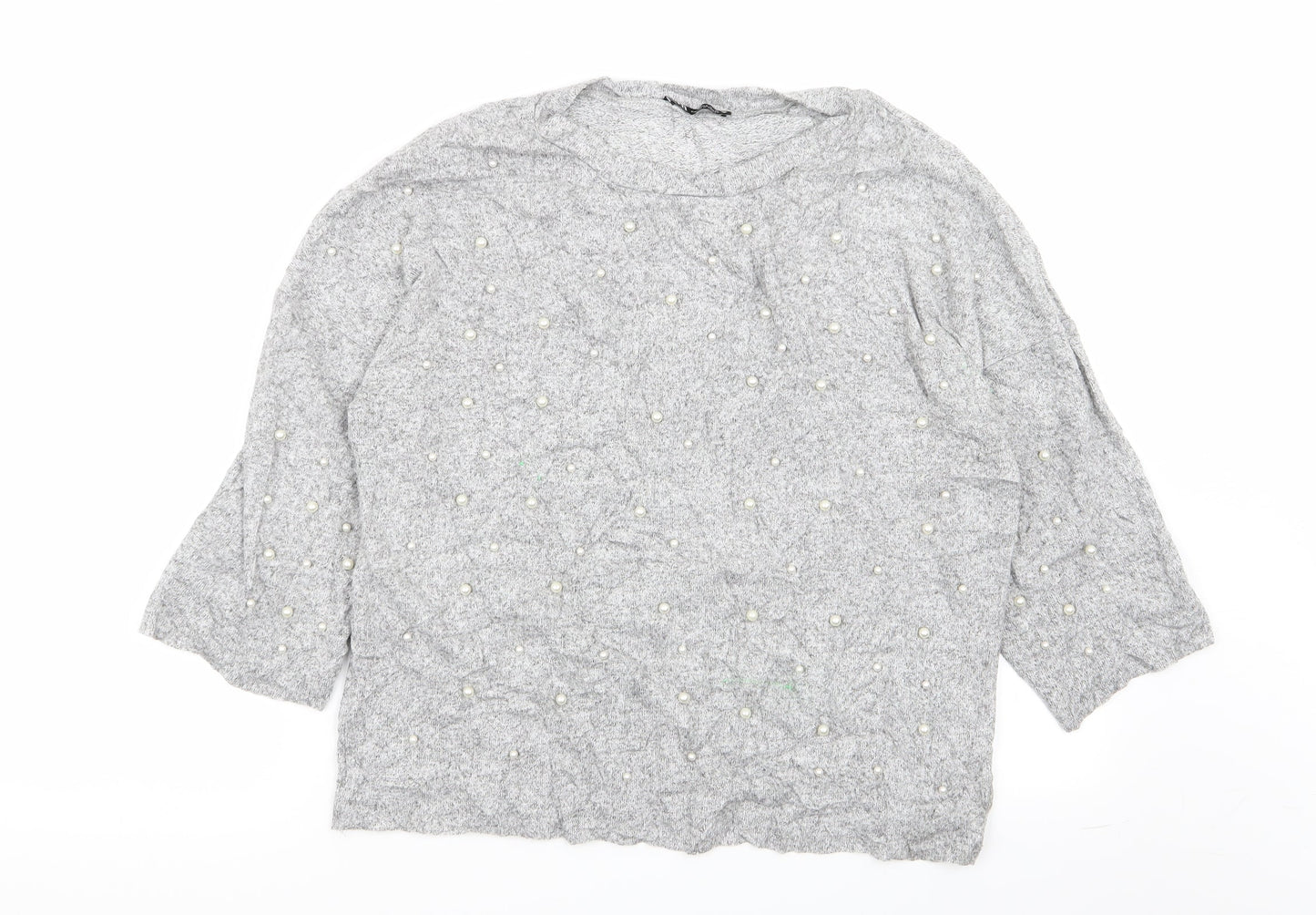 Zara Womens Grey Polka Dot  Pullover Jumper Size S