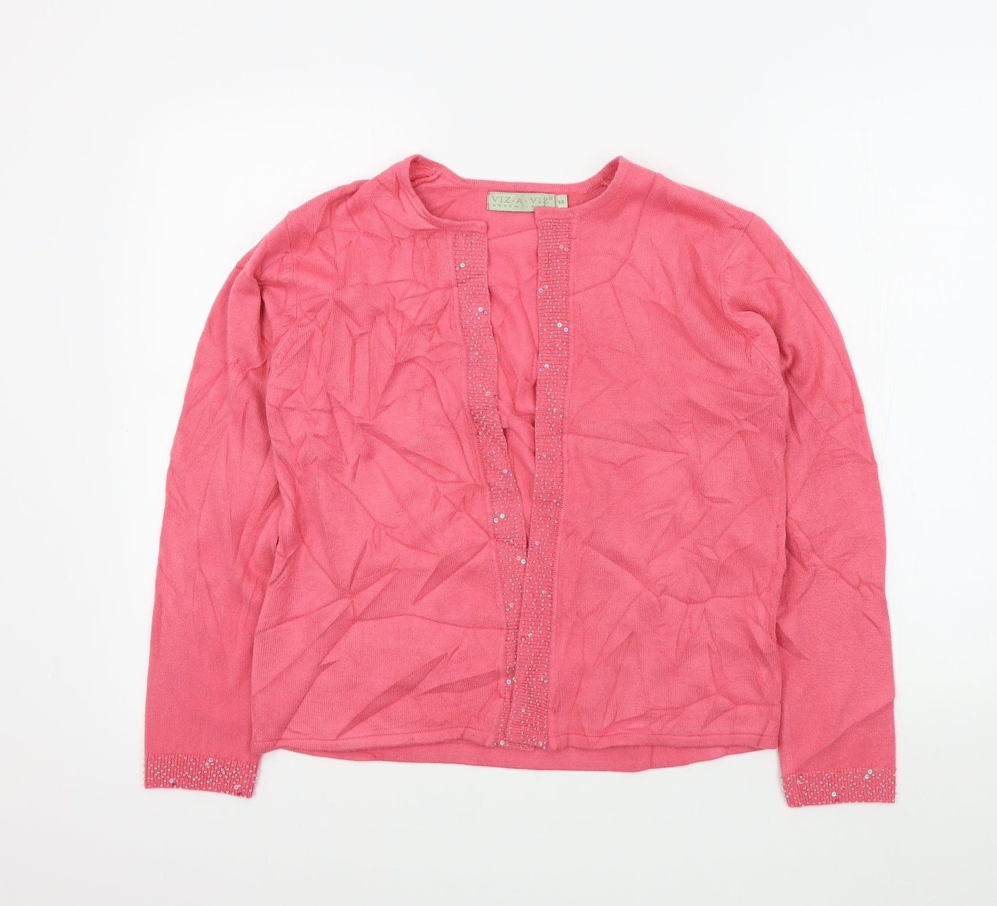 Viz-A-Viz Womens Pink   Cardigan Jumper Size 14