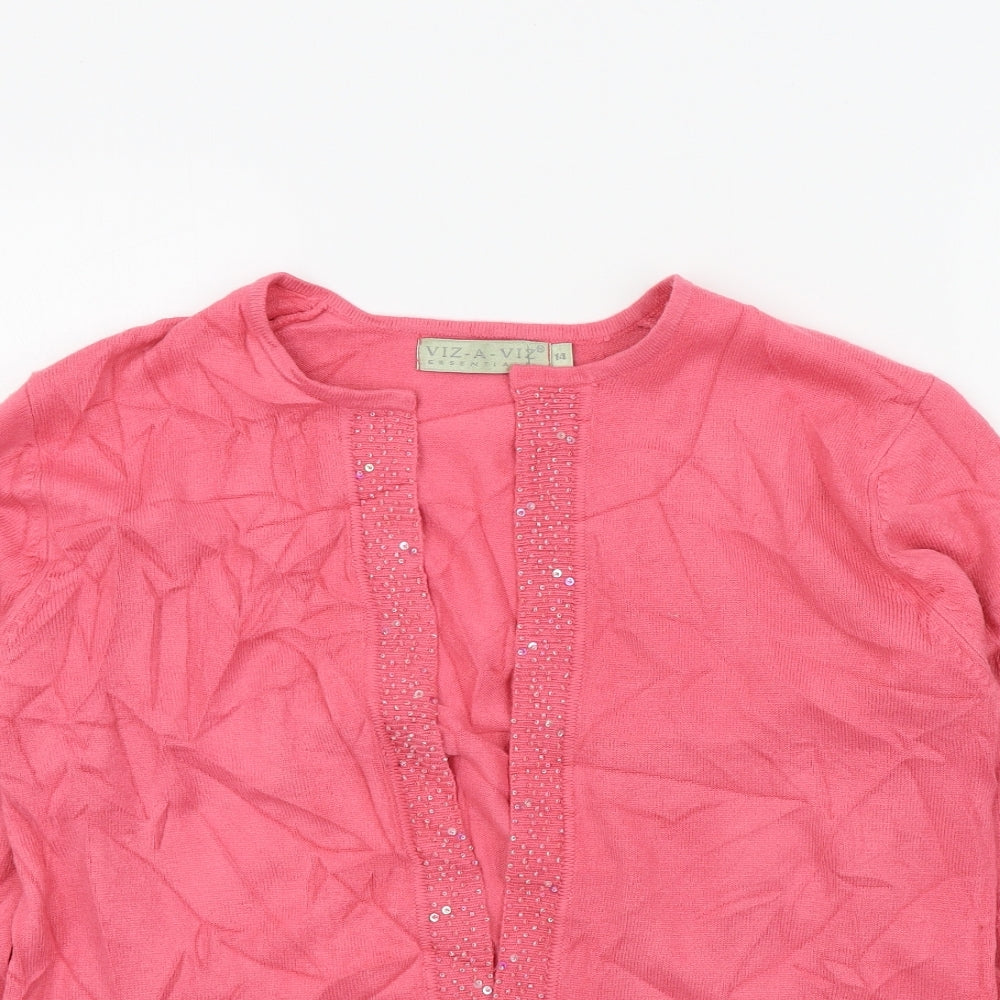 Viz-A-Viz Womens Pink   Cardigan Jumper Size 14