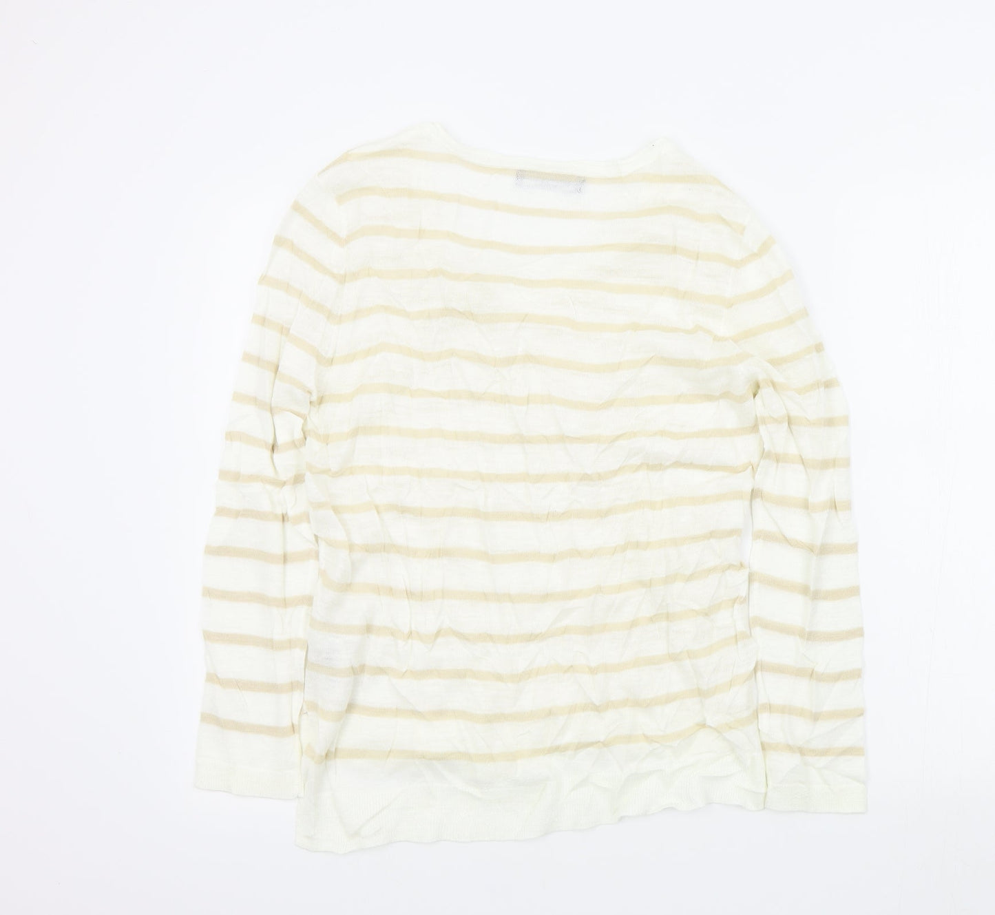 M&S Womens Beige Striped  Pullover Jumper Size 14
