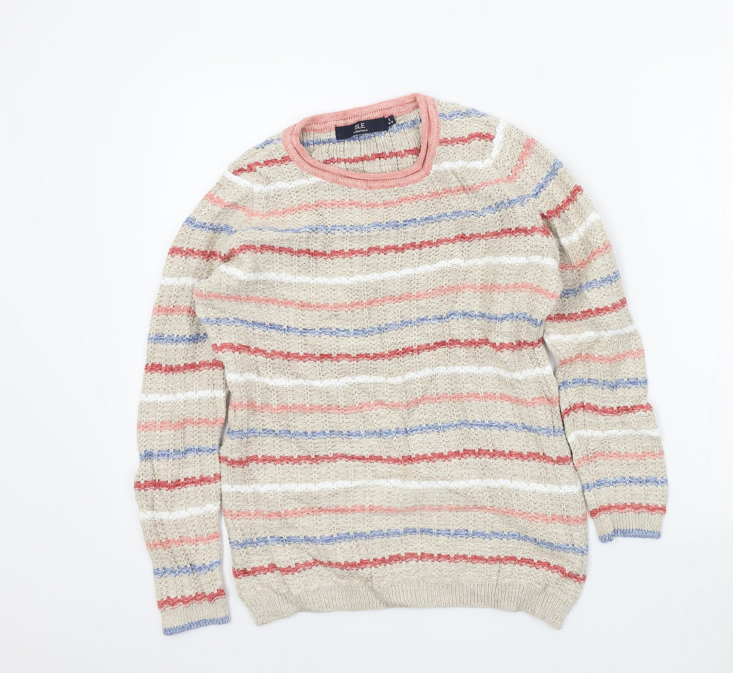 isle Womens Beige Striped  Pullover Jumper Size 10