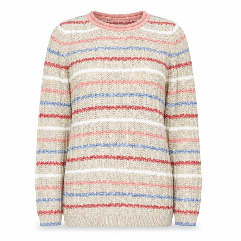 isle Womens Beige Striped  Pullover Jumper Size 10