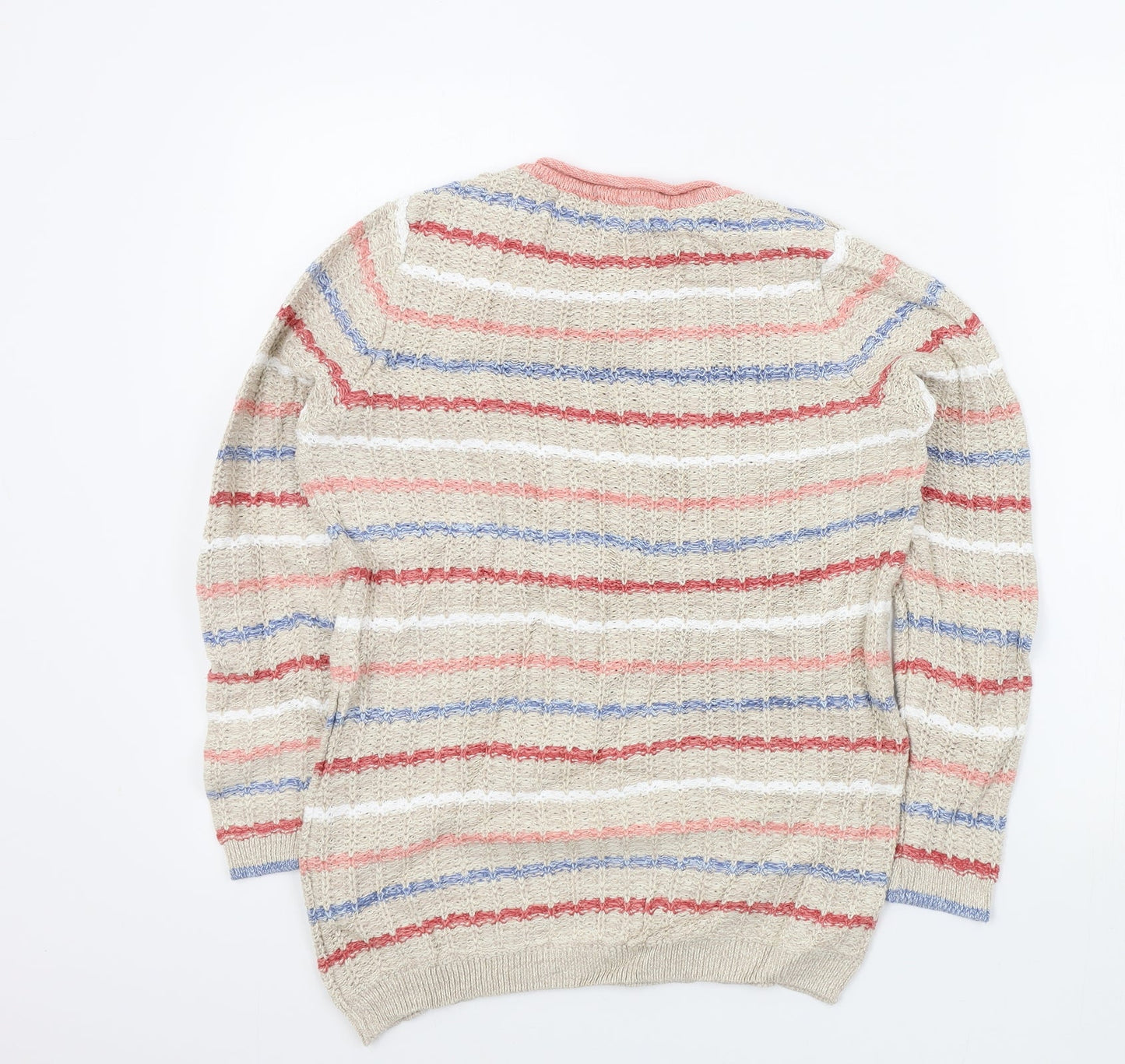 isle Womens Beige Striped  Pullover Jumper Size 10