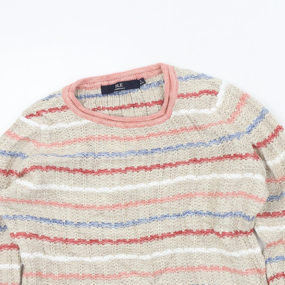 isle Womens Beige Striped  Pullover Jumper Size 10