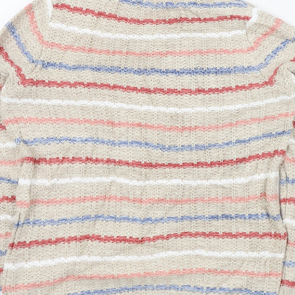 isle Womens Beige Striped  Pullover Jumper Size 10