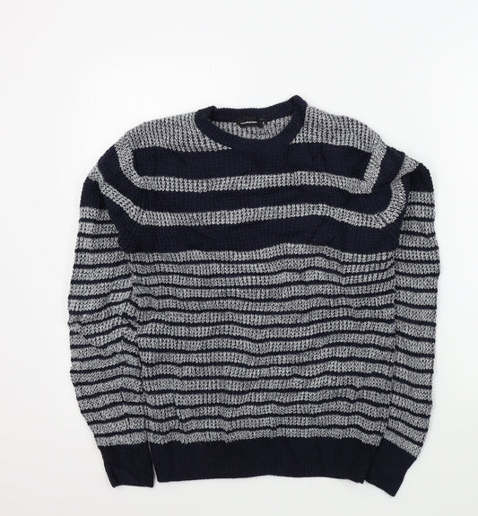 Primark Mens Blue Striped  Pullover Jumper Size S