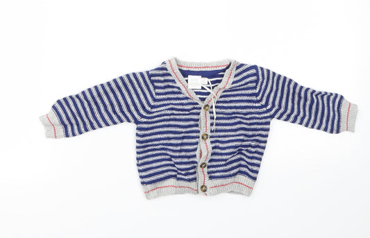Mini Club Boys Blue Striped  Cardigan Jumper Size 0-3 Months