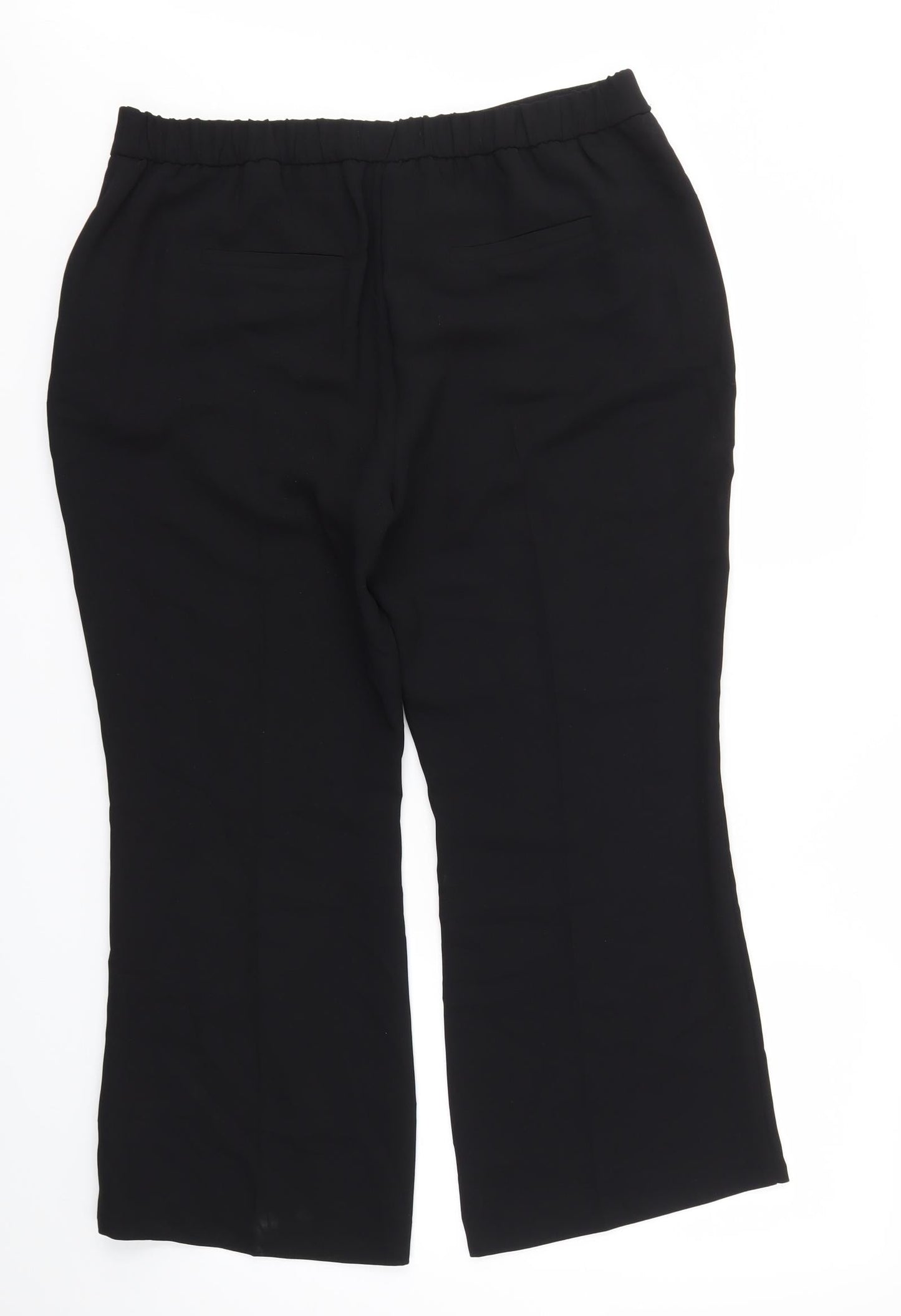 M&S Womens Black   Trousers  Size 16 L25 in - stretch waistband