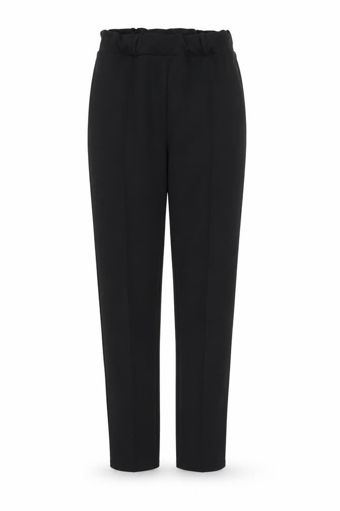 Front view of I SAW IT FIRST women’s black trousers, size UK 10, 28-inch leg - stretch waistband