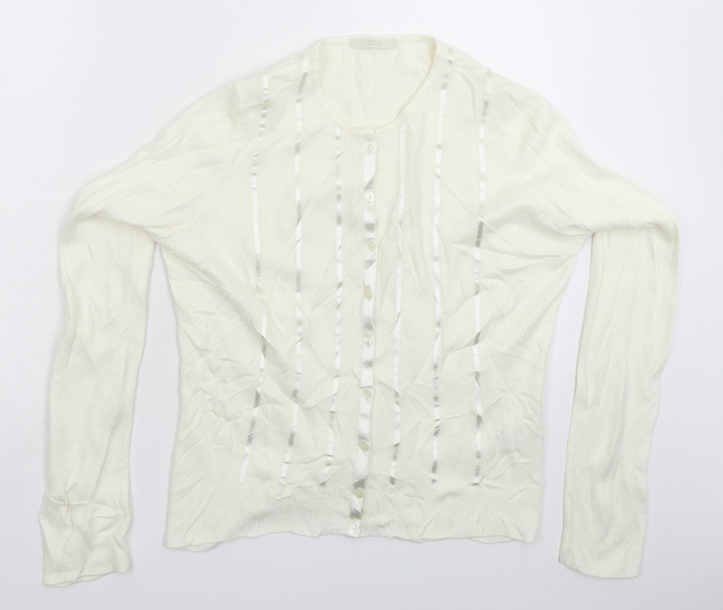 Marks and Spencer Womens White  Knit Cardigan Jumper Size 12