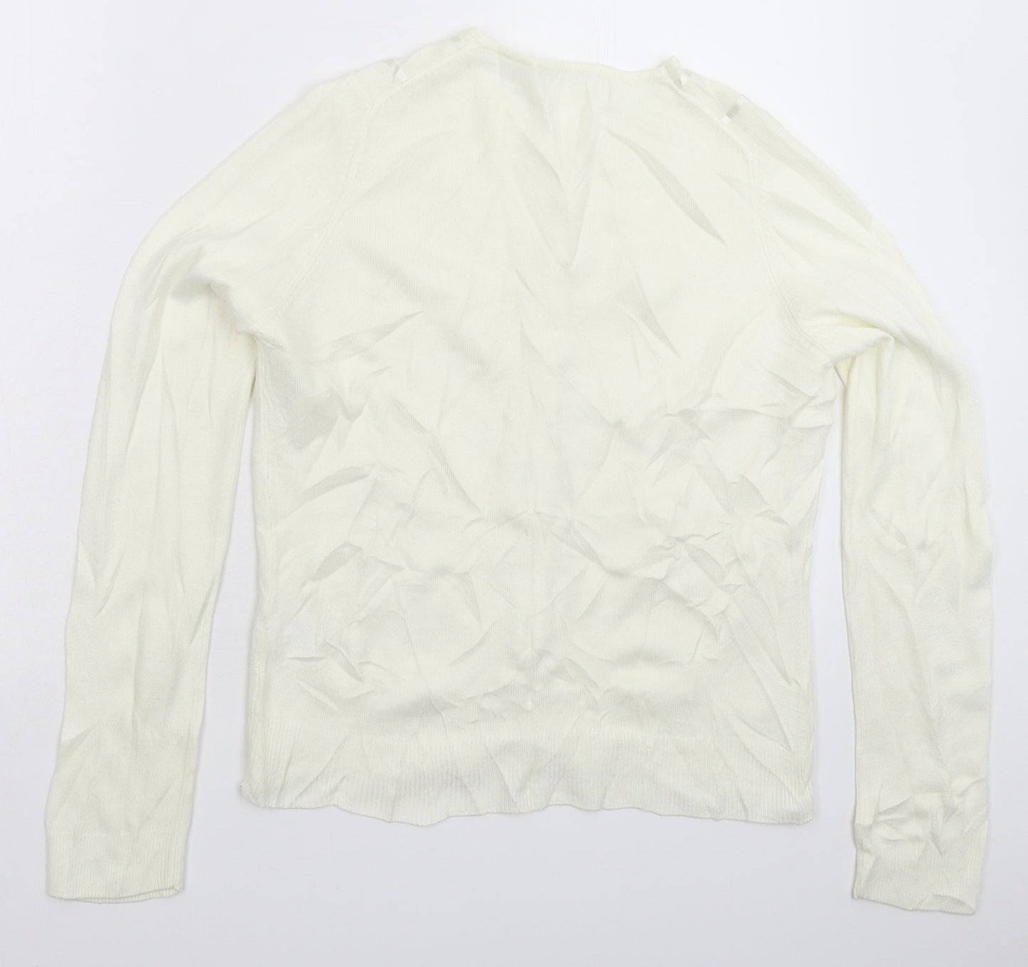 Marks and Spencer Womens White  Knit Cardigan Jumper Size 12