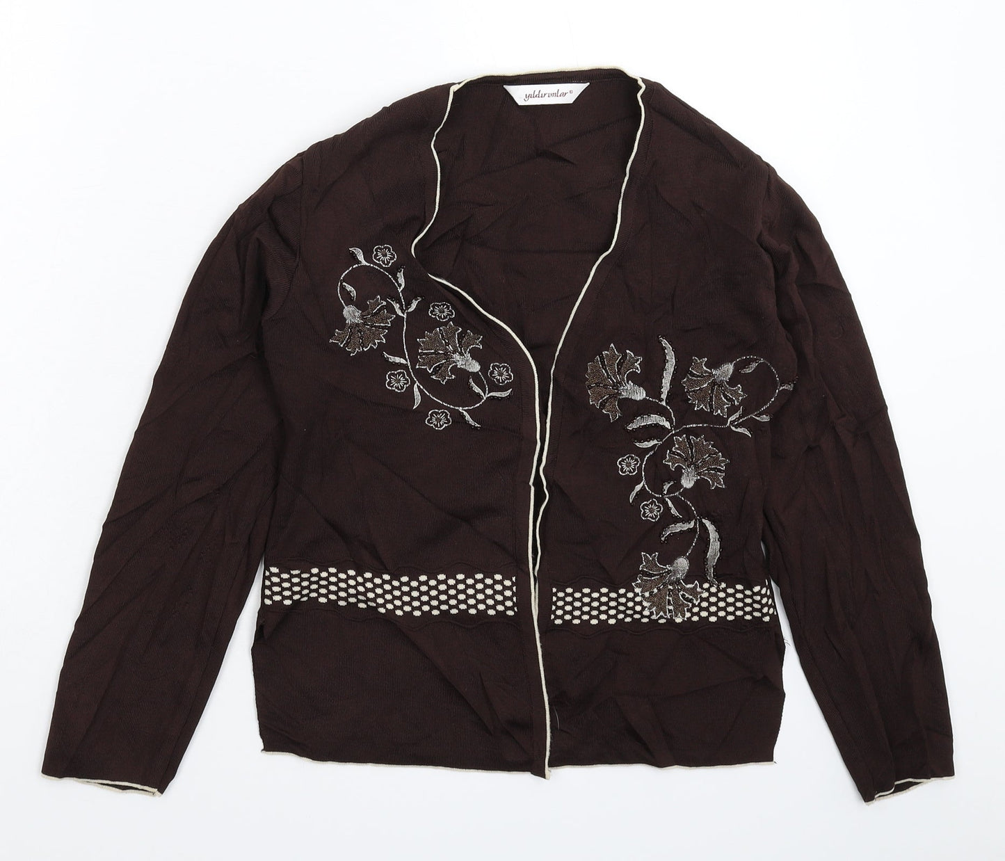 Yildirimlar Womens Grey Floral Knit Cardigan Jumper Size S