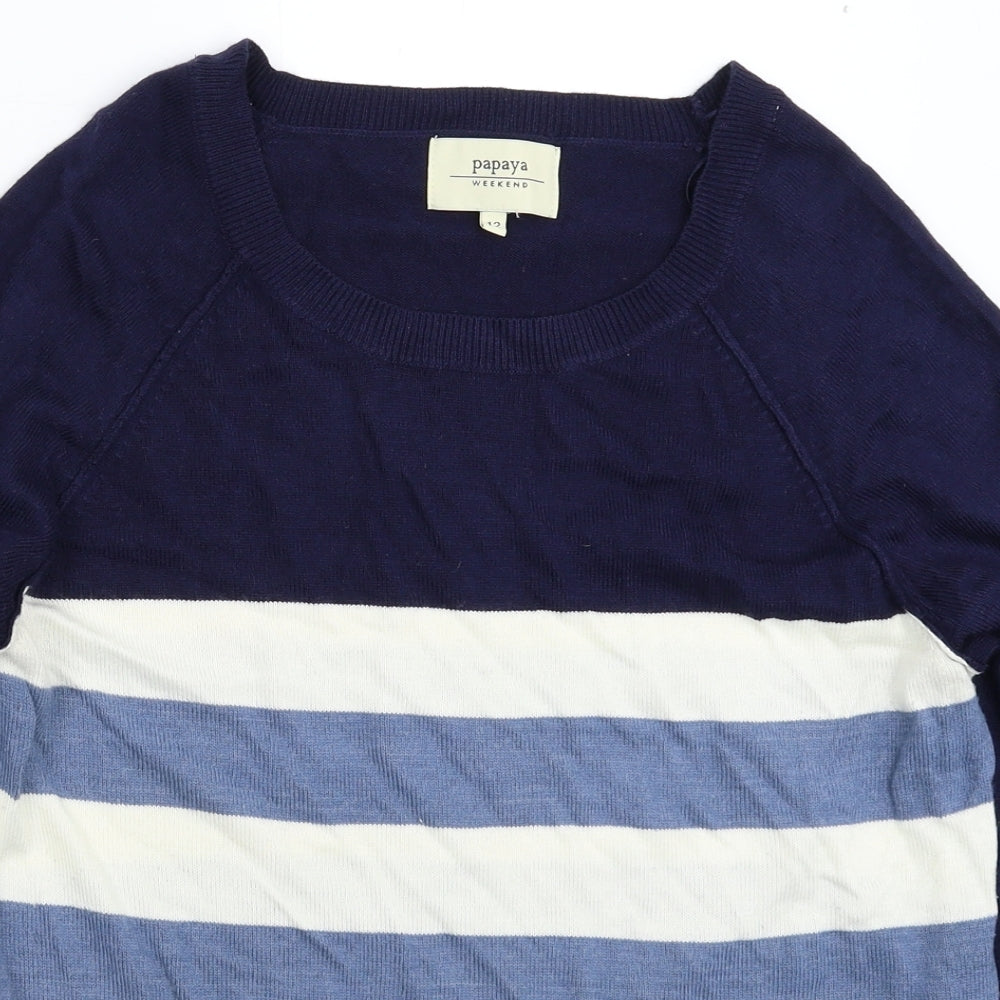 Papaya Womens Multicoloured Striped Knit Pullover Jumper Size 12