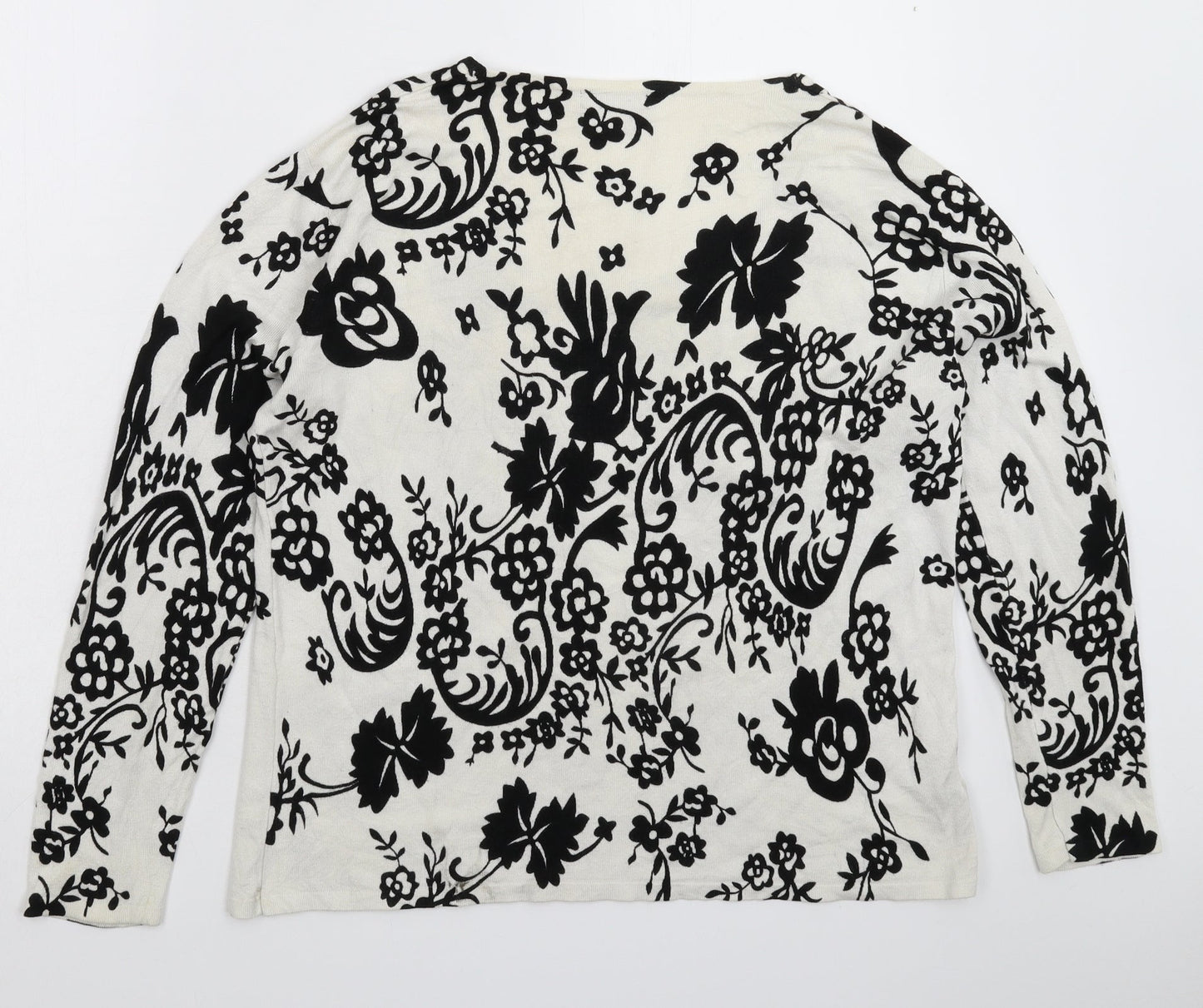 Rogers & Rogers Womens White Floral Knit Pullover Jumper Size 20