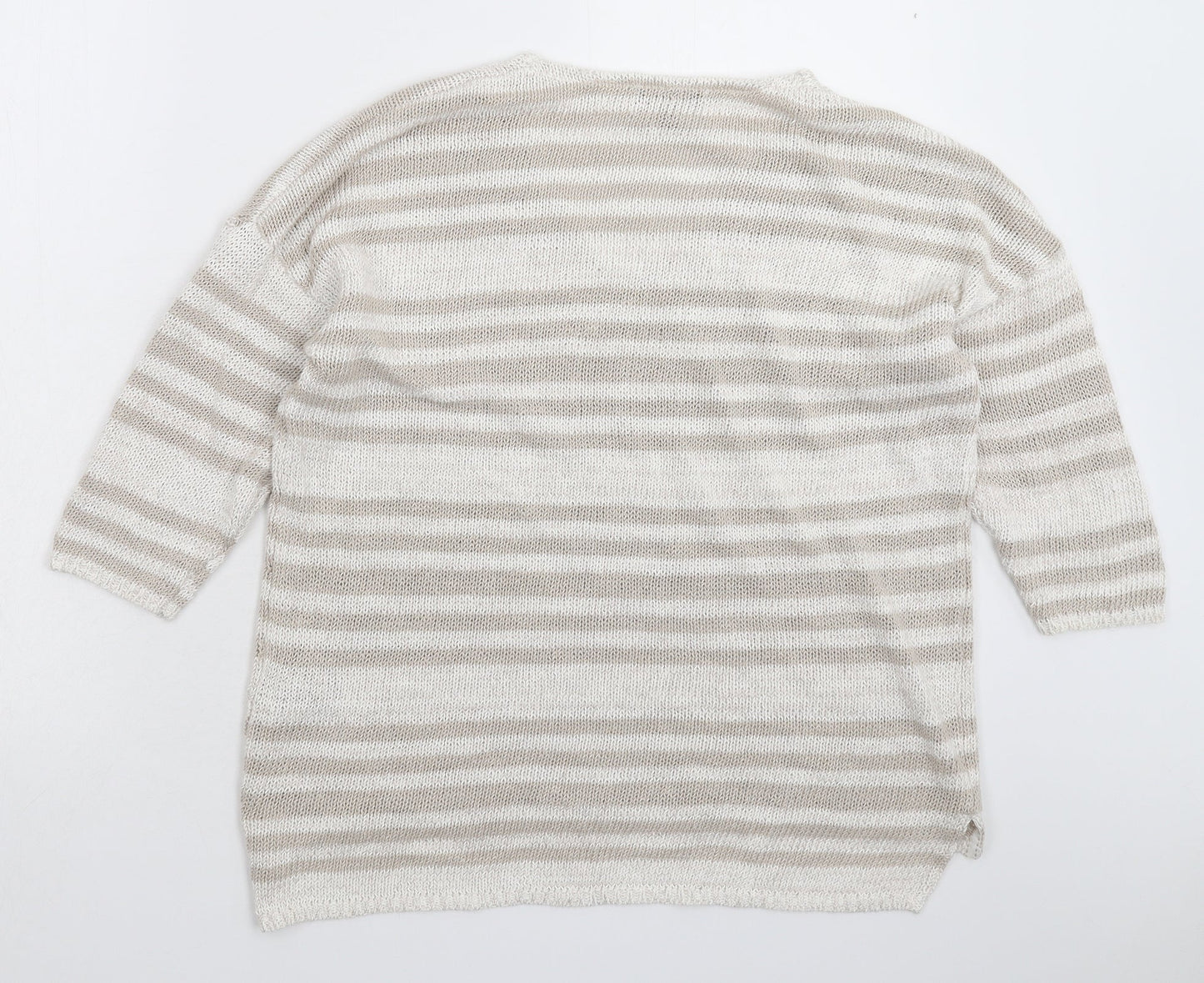 Per Una Womens Grey Striped Knit Pullover Jumper Size 14