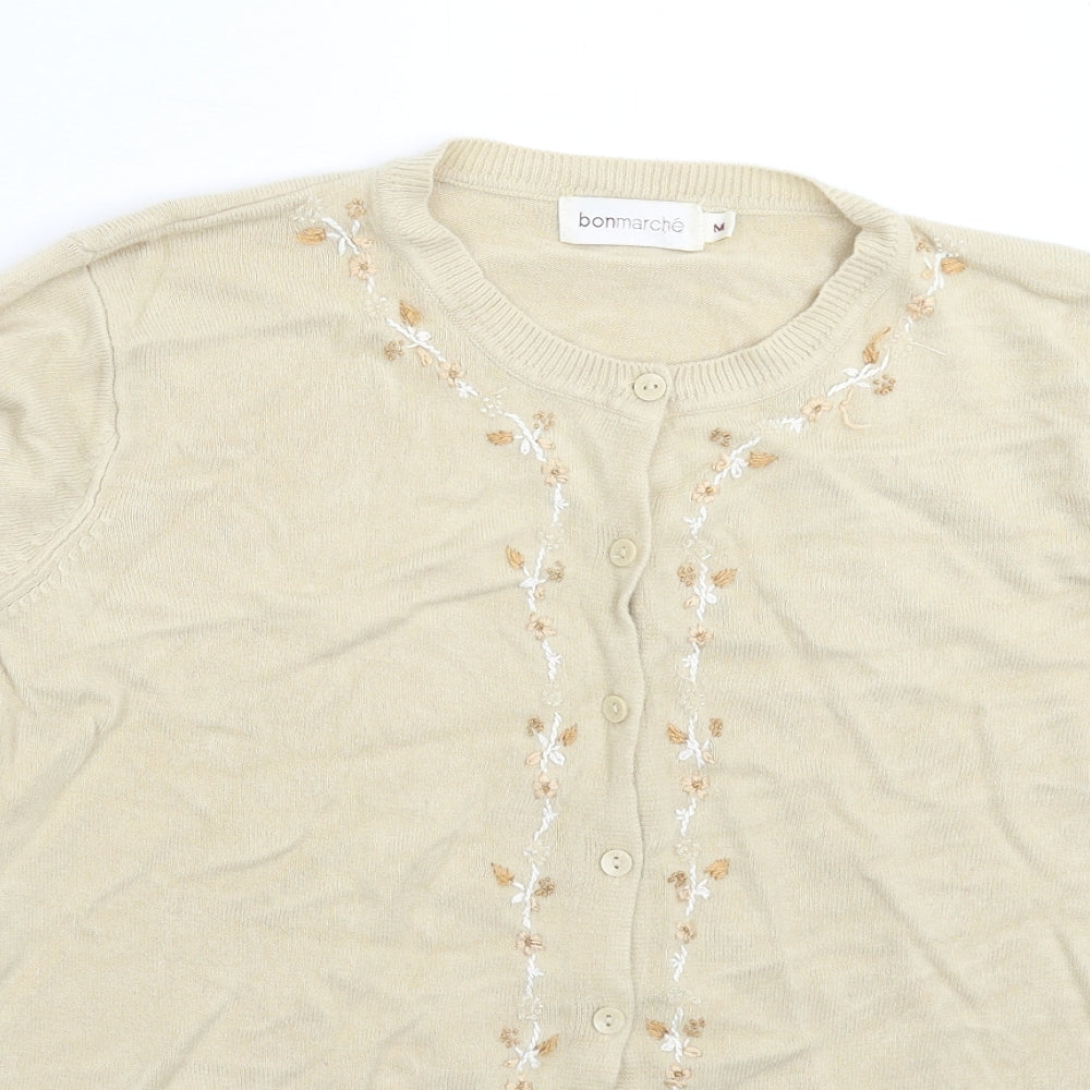 Bonmarché Womens Beige  Knit Cardigan Jumper Size M