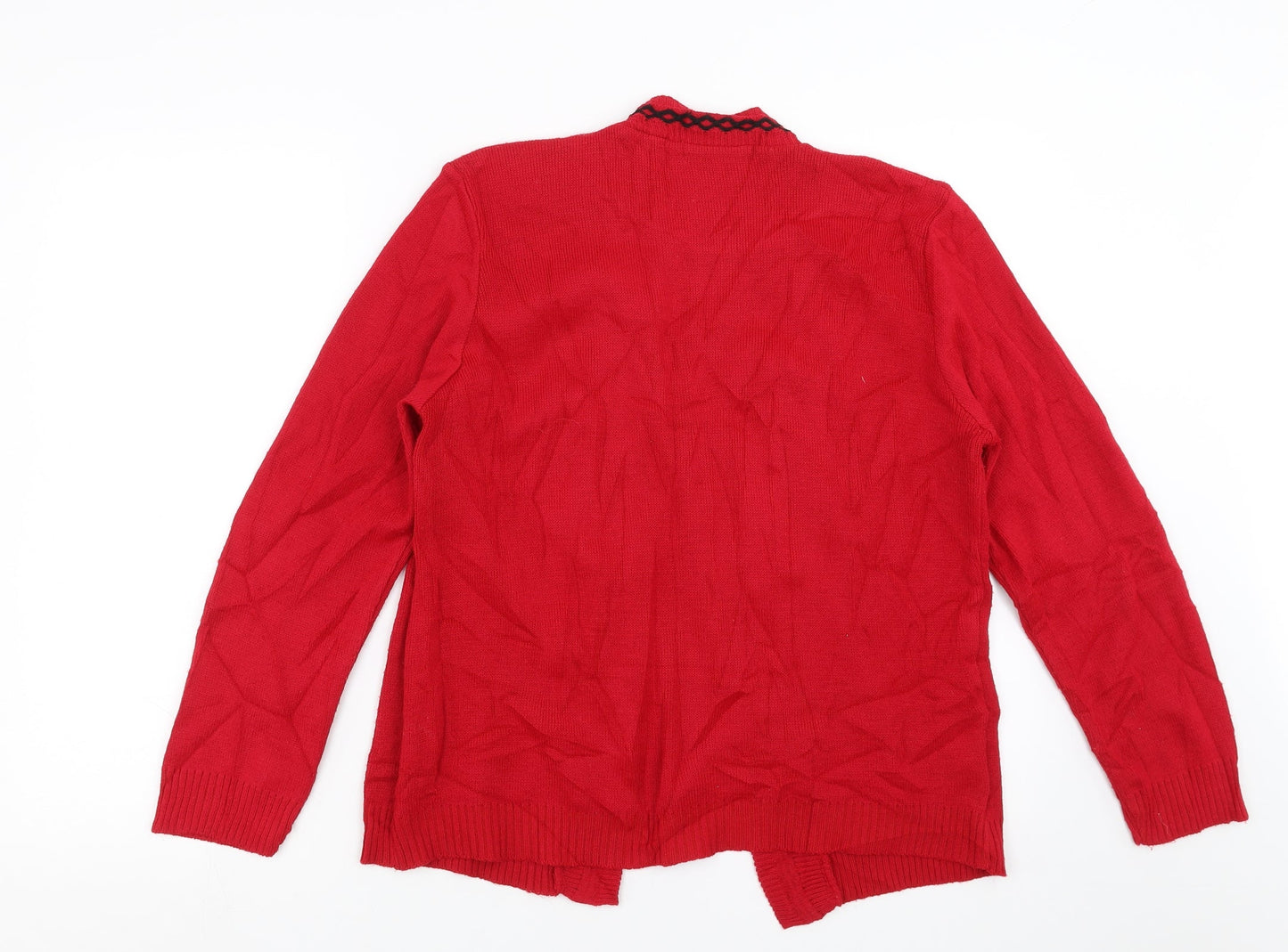 Pure & natural Womens Red Geometric Knit Pullover Jumper Size S  - Cardigan and top all in one