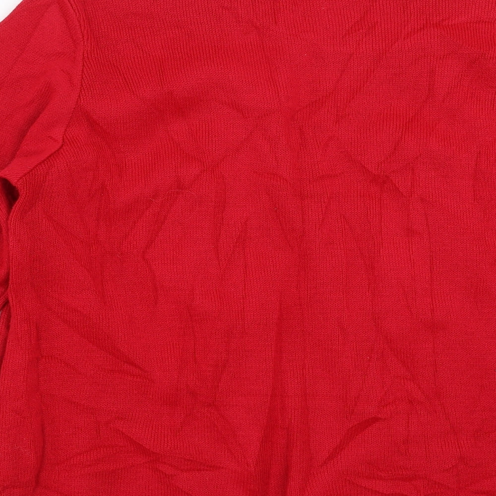 Pure & natural Womens Red Geometric Knit Pullover Jumper Size S  - Cardigan and top all in one