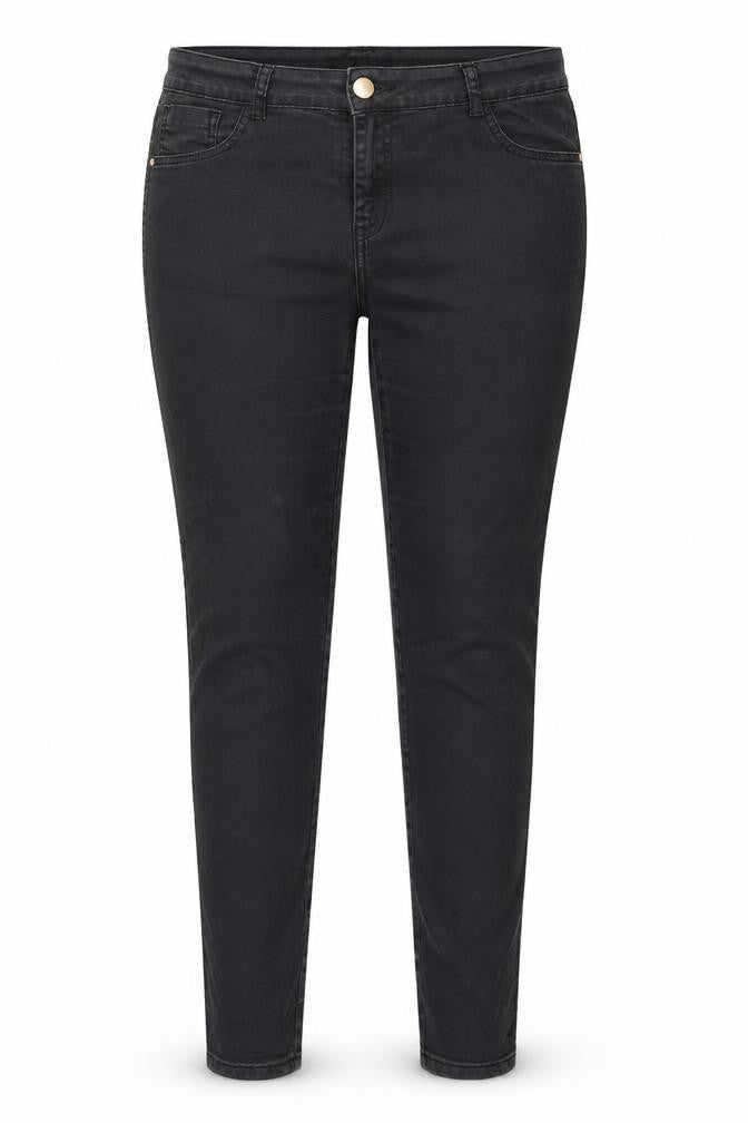 Front view of Internationale women’s grey denim skinny jeans, size UK 14, 29-inch leg