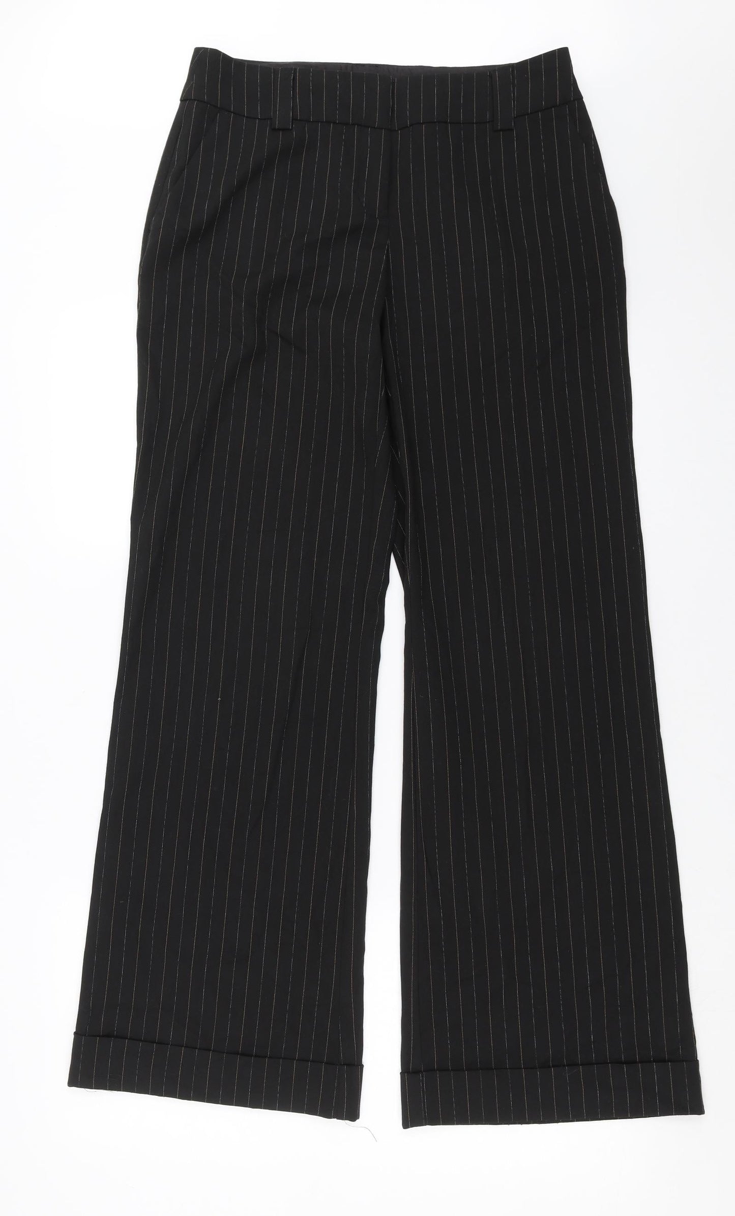 VERO MODA Womens Black Striped  Trousers  Size 10 L31 in