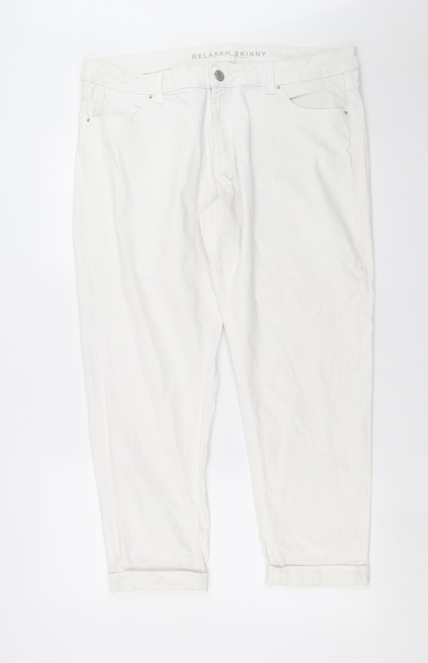 Preworn Womens White  Denim Skinny Jeans Size 38 in L27 in