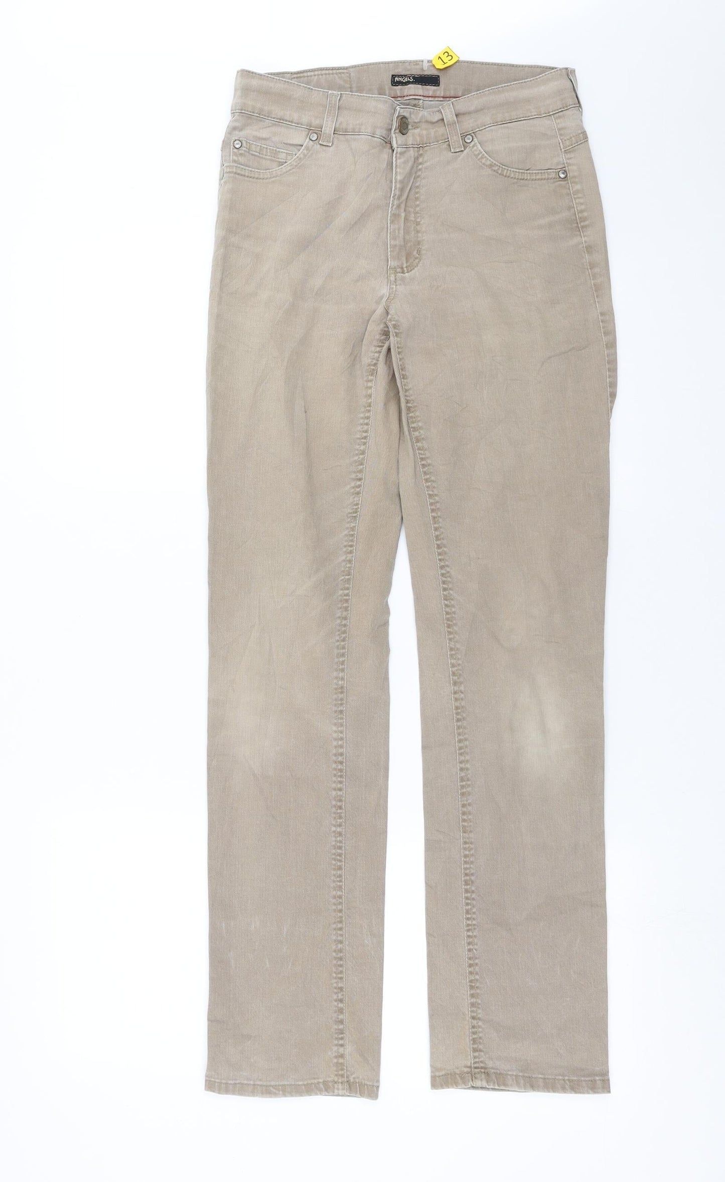 Angels Womens Beige  Denim Straight Jeans Size 8 L30 in