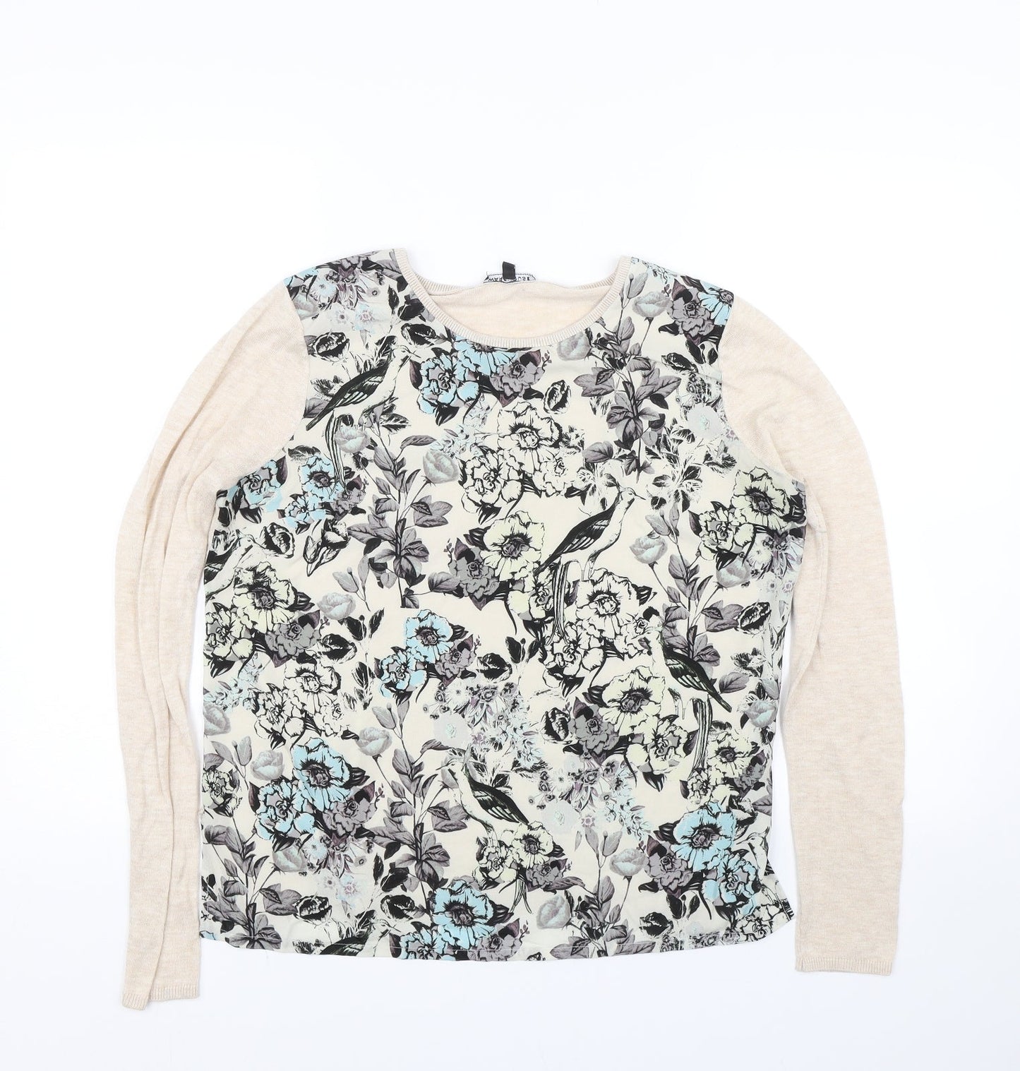 Warehouse Womens Beige Floral  Pullover Jumper Size M